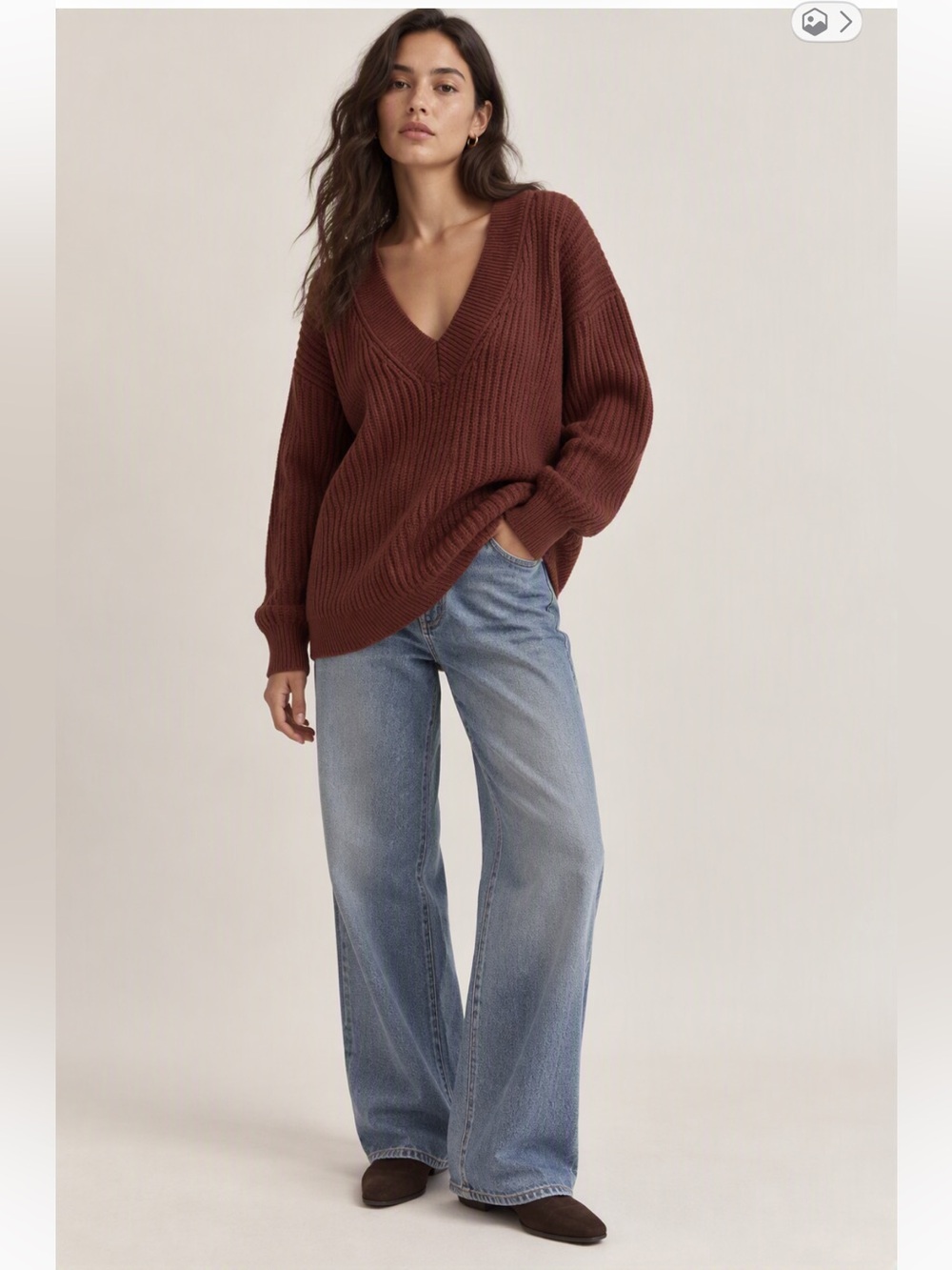 Babaton 100% Merino Wool Oversized Rusty Brown Size Small
